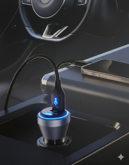 شاحن سيارة جماعي مع 3 منافذ USB شحن سريع PD 30W, PD 20W, QC 18W، موديل: MA-Car02 للهواتف الذكية والأجهزة اللوحية، أسود - ضمان محلي لمدة سنة واحدة