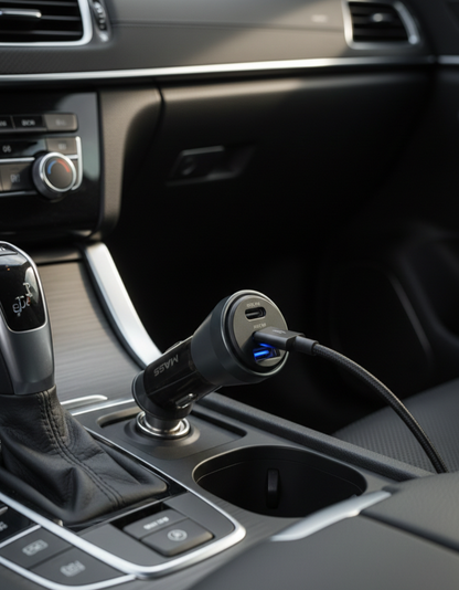 شاحن سيارة جماعي مع 3 منافذ USB شحن سريع PD 30W, PD 20W, QC 18W، موديل: MA-Car02 للهواتف الذكية والأجهزة اللوحية، أسود - ضمان محلي لمدة سنة واحدة