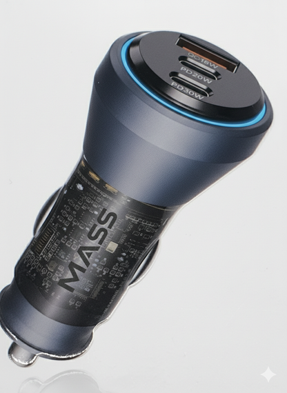 شاحن سيارة جماعي مع 3 منافذ USB شحن سريع PD 30W, PD 20W, QC 18W، موديل: MA-Car02 للهواتف الذكية والأجهزة اللوحية، أسود - ضمان محلي لمدة سنة واحدة