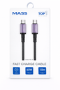 كابل شحن سريع Mass 60W USB-C إلى USB-C، الموديل: MA-07، سلك مضفر من النايلون فائق المتانة لنقل البيانات، متوافق مع أجهزة MacBook وiPad وSamsung والمزيد - ضمان محلي لمدة عام.