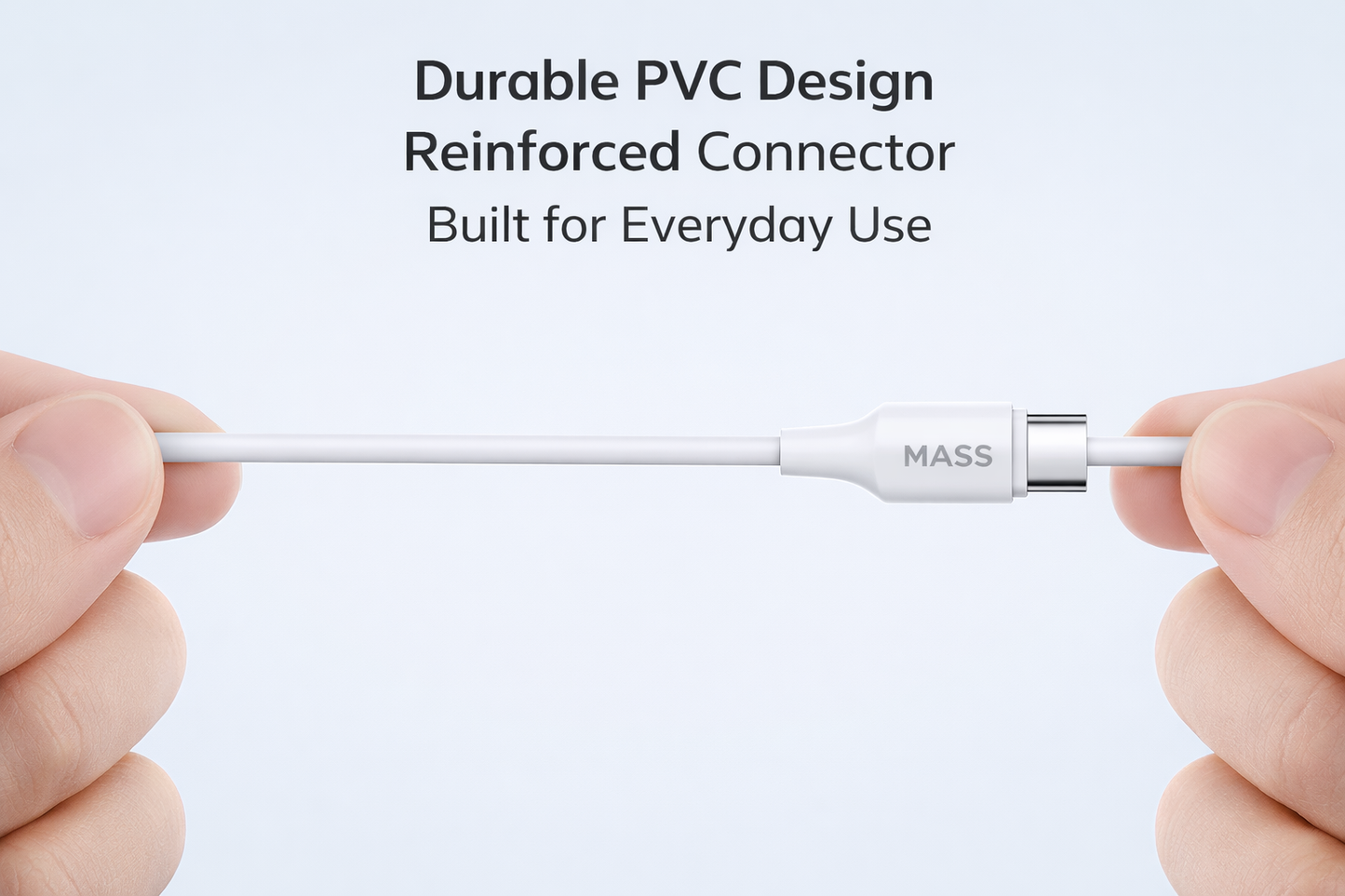 كابل شحن سريع من ماس، شحن ونقل بيانات | نايلون مضفر | USB-C، أبيض، الموديل: MA-02 - ضمان محلي لمدة سنة واحدة.