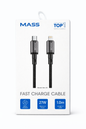 كابل شحن سريع ماس (USB-C إلى لايتنينج) بقوة 27 واط، مضفر بالنايلون موديل: MA-08، متوافق مع سلسلة آيفون 14/13/12/11، ماك بوك، آيباد والأجهزة اللوحية، بطول 1 متر - أسود - ضمان محلي لمدة عام واحد