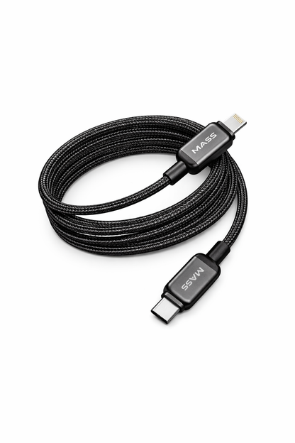 كابل شحن سريع 27 وات من النوع C إلى Lightning، بطول 1 متر، موديل: MA-10، غلاف من سبائك الزنك المقاوم، كفاءة عالية في نقل البيانات بسرعة 480 ميجابت في الثانية - ضمان محلي لمدة عام واحد
