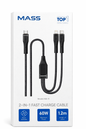 كابل USB-C إلى USB-C وLightning (2 في 1)، طول 1 متر، شحن سريع ونقل بيانات لأجهزة USB-C، سلك متين مضفر من النايلون، متوافق مع أجهزة MacBook وSamsung Galaxy والمزيد، أسود، ضمان محلي لمدة سنة واحدة