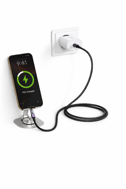 كابل Mass USB-C إلى USB-C بقوة 60 واط مع شاشة LED رقمية (1 متر) - شحن فائق السرعة، إيقاف تشغيل تلقائي - الموديل: MA-13، لأجهزة MacBook و iPad Pro بتصميم مضفر من القماش - ضمان محلي لمدة سنة واحدة