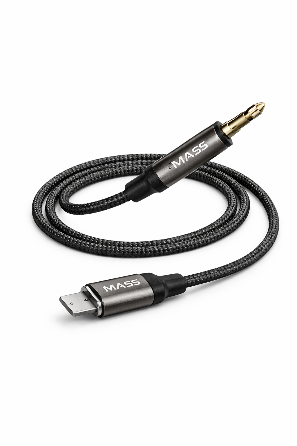محول قابس سماعة رأس من نوع USB-C رقمي إلى 3.5 ملم ذكر، محول صوت Aux ذكر طراز: MA-AUX01 يناسب الهواتف الذكية المختلفة، مضفر بالنايلون، أسود - ضمان محلي لمدة عام