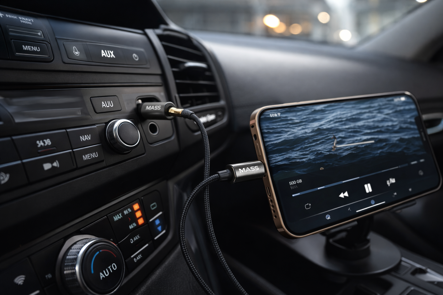 محول قابس سماعة رأس من نوع USB-C رقمي إلى 3.5 ملم ذكر، محول صوت Aux ذكر طراز: MA-AUX01 يناسب الهواتف الذكية المختلفة، مضفر بالنايلون، أسود - ضمان محلي لمدة عام