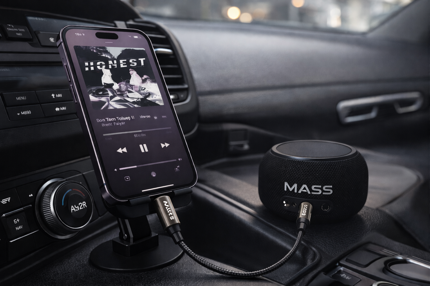 محول مقبس سماعة رأس Mass Lightning رقمي إلى 3.5 ملم ذكر، محول دونجل صوتي ذكر Aux طراز: MA-AUX02 يناسب مختلف الهواتف الذكية، مضفر بالنايلون - أسود - ضمان محلي لمدة سنة واحدة
