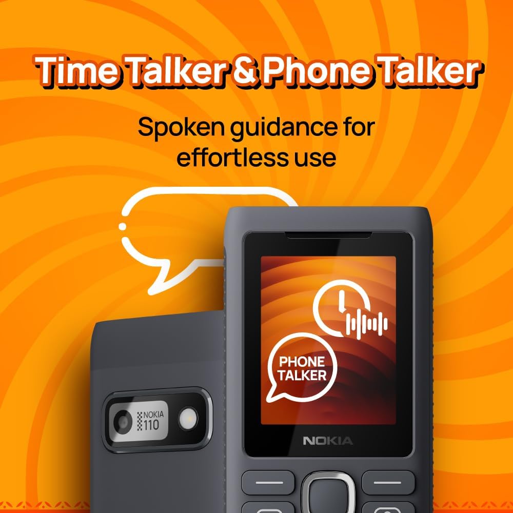 Nokia HMD  110 Power Keypad Phone |Dual SIM, Camera, Long Lasting Battery, Durable Design, Phone Talker, Wireless FM Radio, MP3 Player, MicroSD, 1-Year Local Warranty