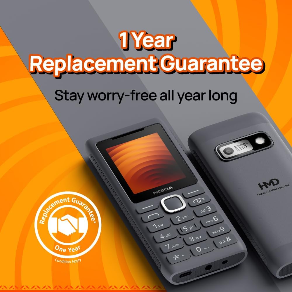 Nokia HMD  110 Power Keypad Phone |Dual SIM, Camera, Long Lasting Battery, Durable Design, Phone Talker, Wireless FM Radio, MP3 Player, MicroSD, 1-Year Local Warranty