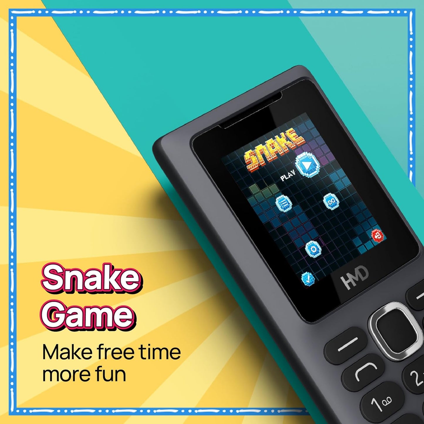 Nokia HMD 100 Keypad Mobile Phone | Dual SIM, Long Lasting Battery, Durable Design, Wireless FM Radio, English Phone Talker, 1-Year Replacement Guarantee