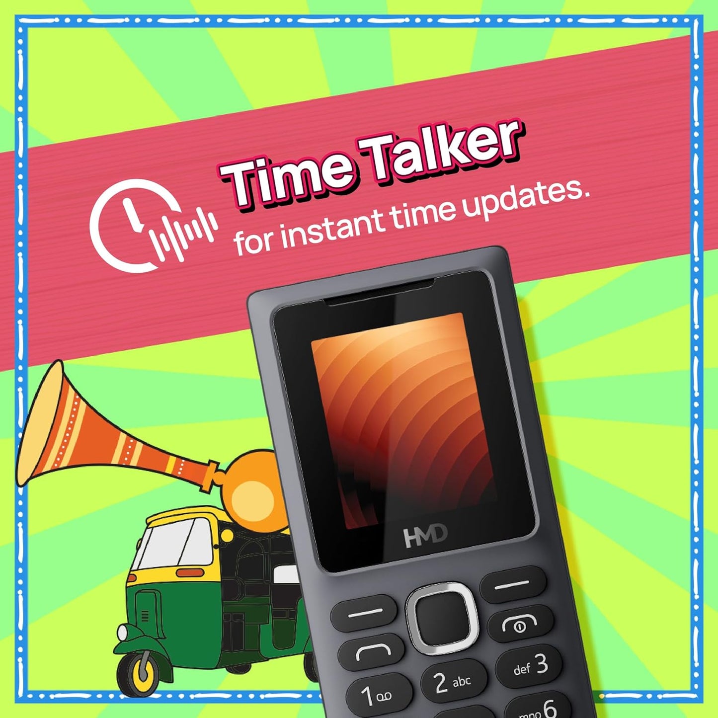 Nokia HMD 100 Keypad Mobile Phone | Dual SIM, Long Lasting Battery, Durable Design, Wireless FM Radio, English Phone Talker, 1-Year Replacement Guarantee