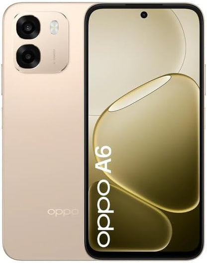 هاتف ذكي OPPO A6 4G بذاكرة 128 جيجابايت و 4 جيجابايت رام، ثنائي الشريحة مفتوح، شاشة HD+ LCD بحجم 6.75 بوصة ومعدل تحديث 120 هرتز، معالج Snapdragon 685، كاميرا مزدوجة 50 ميجابكسل، بطارية تدوم طوال اليوم، ColorOS 15، بصمة إصبع جانبية