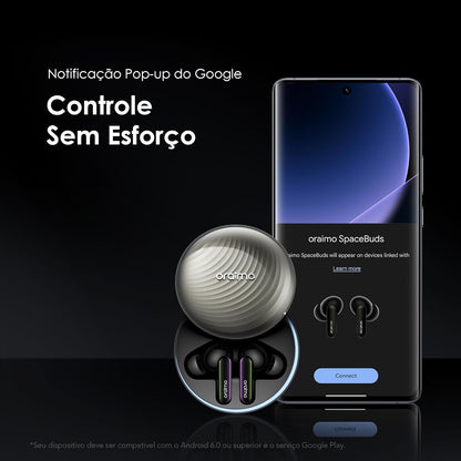 Oraimo SpaceBuds Hybrid ANC True Wireless Earbuds OTW-630 Customized Voice Prompt, 40-Hr Long Playtime, Case Input: Type-C, Waterproof: IPX4, Space Grey - 12 Month Warranty
