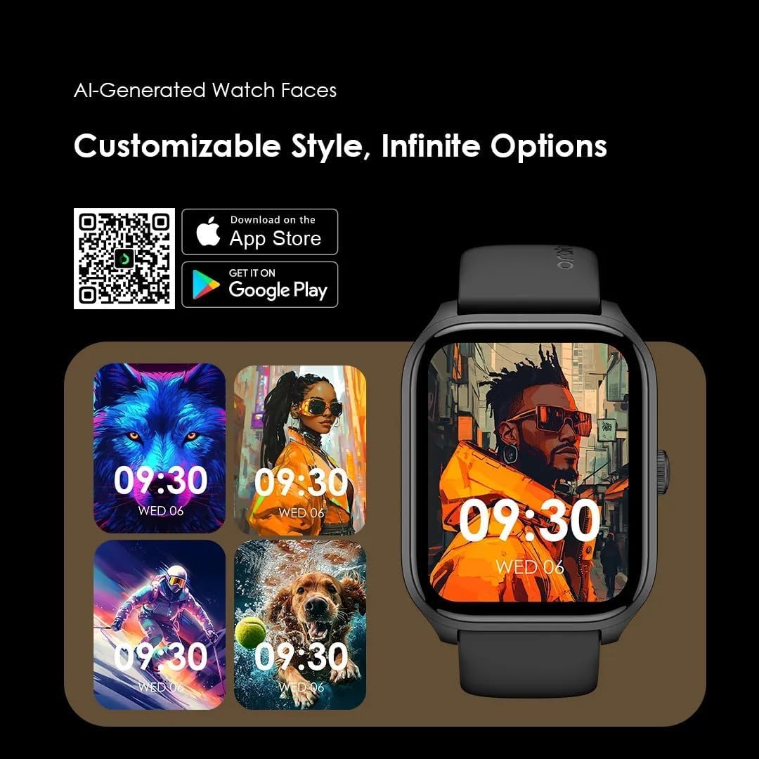 Oraimo Smart Watch 5 Lite OSW-804 2.01 Inch TFT IP68, Normal Usage Time 7 days Standby Time More than 28 days - Black - 12 Months Warranty