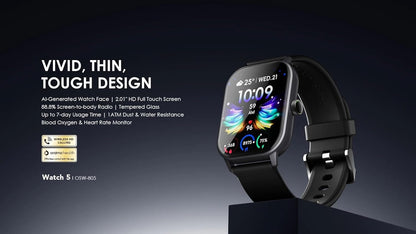 Oraimo OSW-805 Watch 5 Smart Watch with 2.01 inch HD Panda Glass Screen and 1ATM Water Resistance