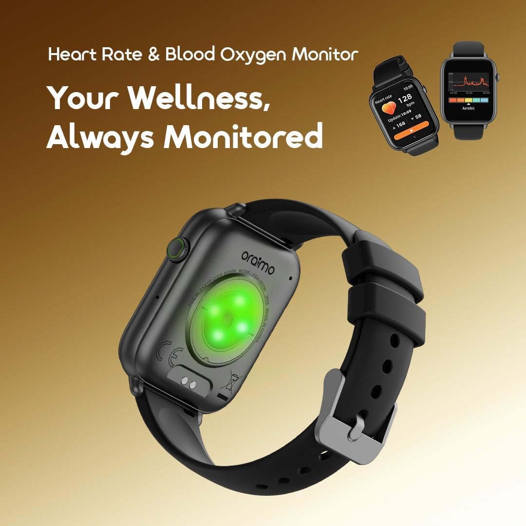 Oraimo Smart Watch 6N OSW-8000N – 1.83" Large Display, Bluetooth Call, Heart Rate & SpO2 Monitor, Multiple Sports Modes, Long Battery Life
