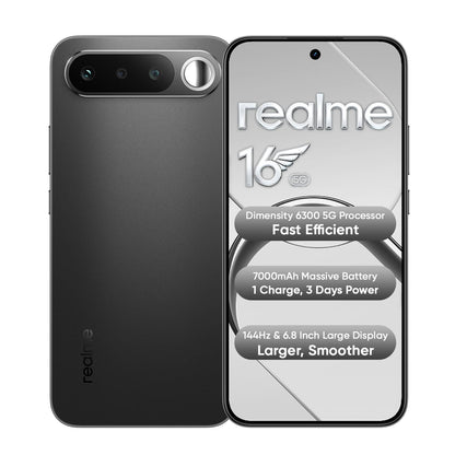 realme 16 5G Smartphone 8+256GB,6.57-inch Screen, 144Hz Display, 7000mAh Battery, 60W Fast Charging, Rear50MP+Front50MP AI Camera, MediaTek Dimensity 6400 Turbo,IP69 - 1 Year Local Warranty