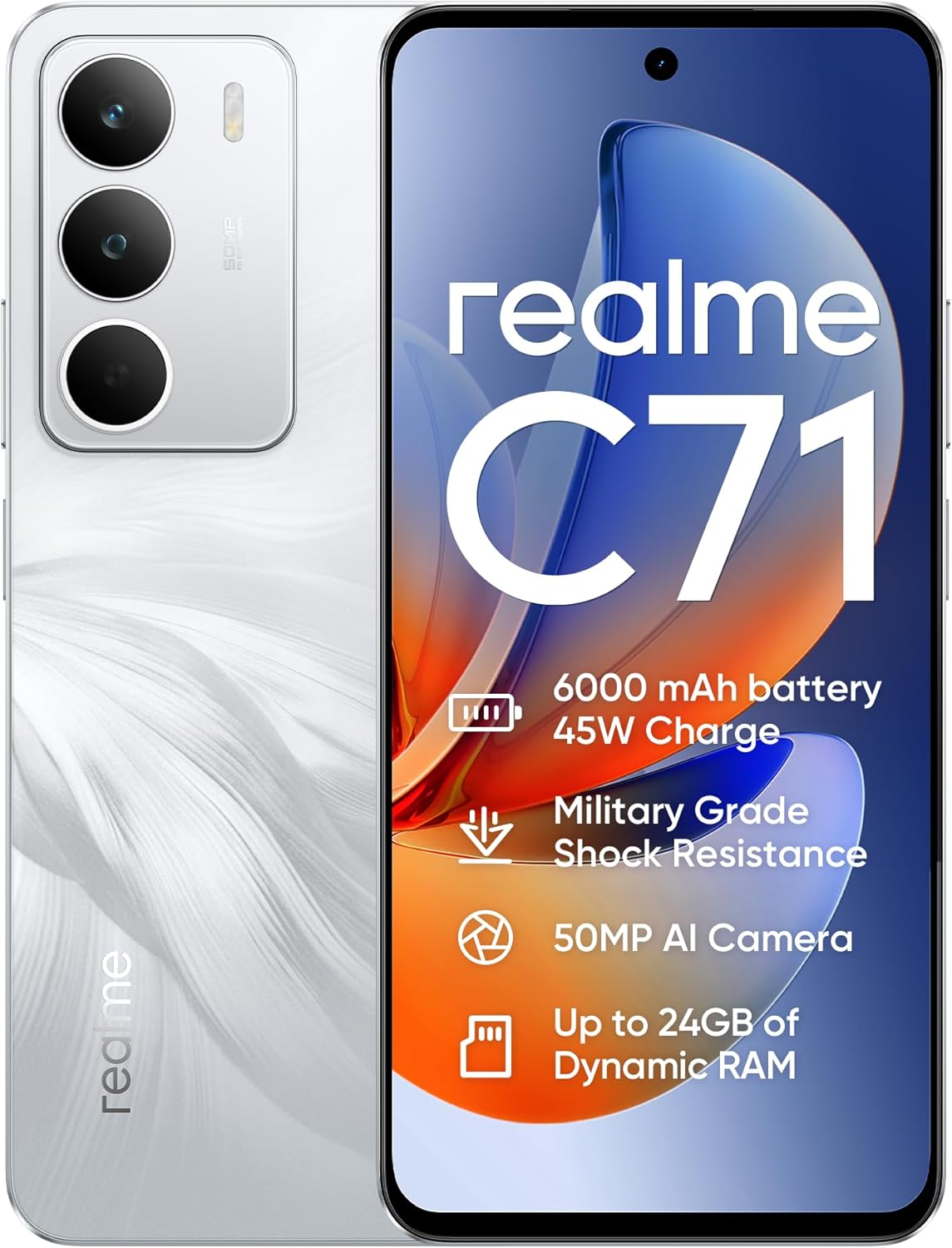 Rrealme C71 AI Phone, 128GB Storage, 6GB RAM, Forest Owl, Android Smartphone, 50MP AI Camera, 5000mAh Battery - 1 year official warranty