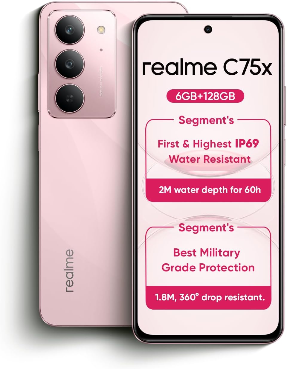 Realme C75x 4G Smartphone, 8GB RAM 256GB, 6.67" 120Hz Display, 50MP Camera, 5600mAh, Android 15, IP68 Rugged, 45W Fast Charge, 12-Month Warranty, Middle East Version