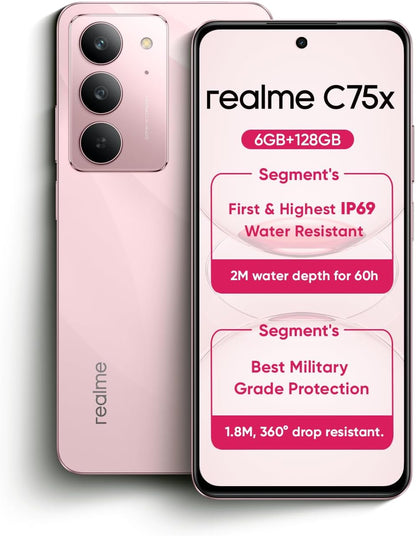 Realme C75x 4G Smartphone, 8GB RAM 256GB, 6.67" 120Hz Display, 50MP Camera, 5600mAh, Android 15, IP68 Rugged, 45W Fast Charge, 12-Month Warranty, Middle East Version