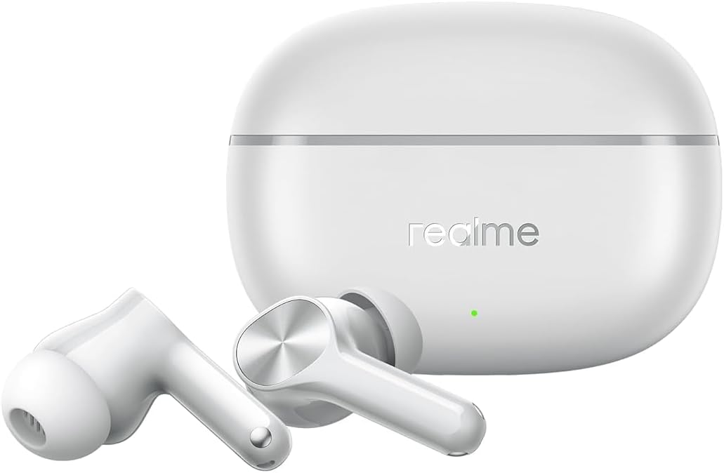 Realme Buds T200 Lite Bluetooth in Ear Earbuds, 4 Mic, AI ENC for Chamadas, 48 Hours of playback Total com carregamento rápido e jogos de baixa latência TWS
