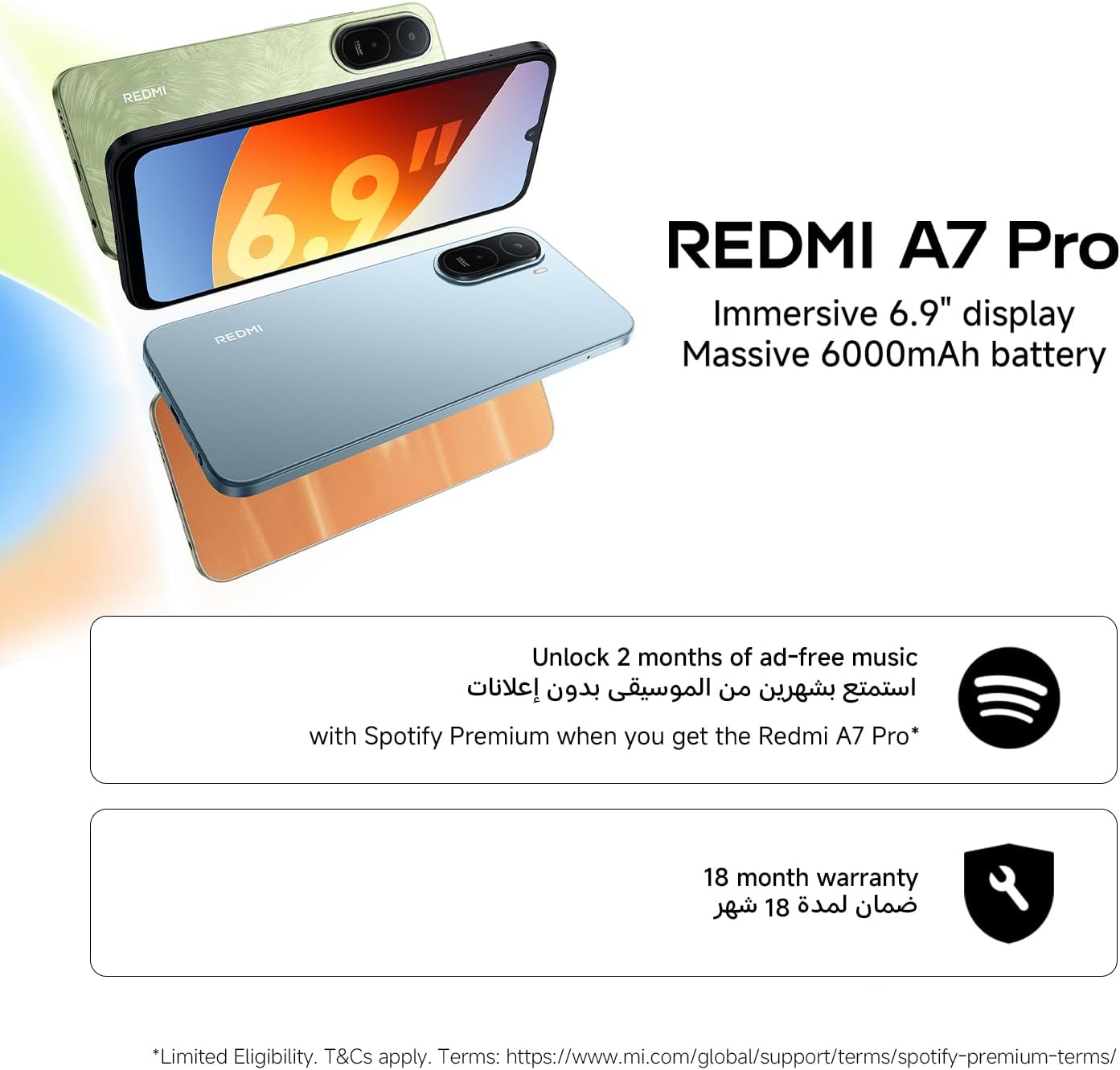 Xiaomi Redmi A7 Pro Smartphone 4G, Battery 6000mAh Octa-Core Processor, 13MP AI Dual Camera, 6.9" 120Hz Display, Mist Blue| 18 Month manufacturer warranty