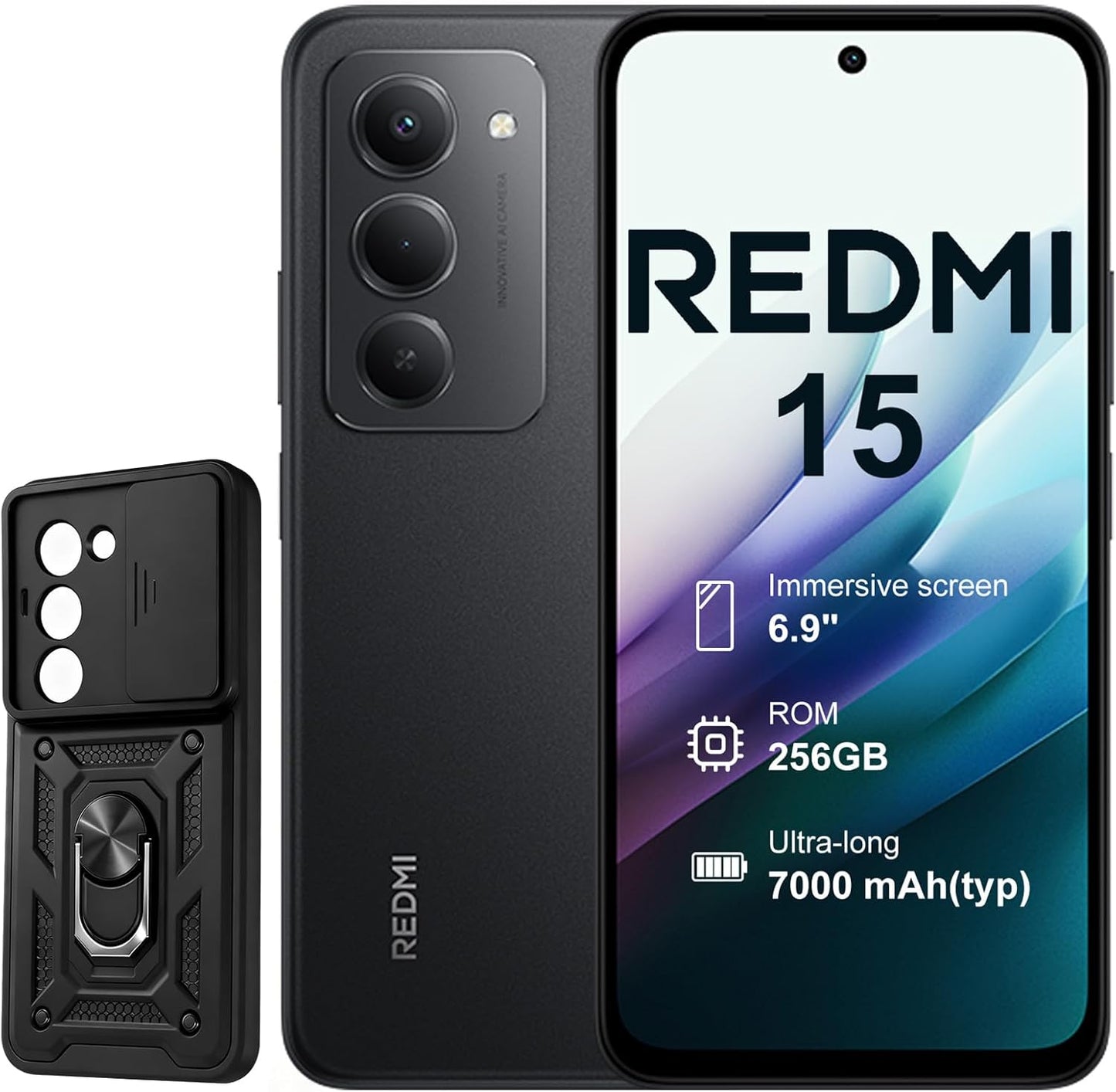 XIAOMI Redmi 15-4G 8+256 GB Smartphone, Screen from 6.9 Inch 120 Hz, Dual Camera 50MP, Snapdragon 685, 7000 mAh, Charger included - 18 months warranty