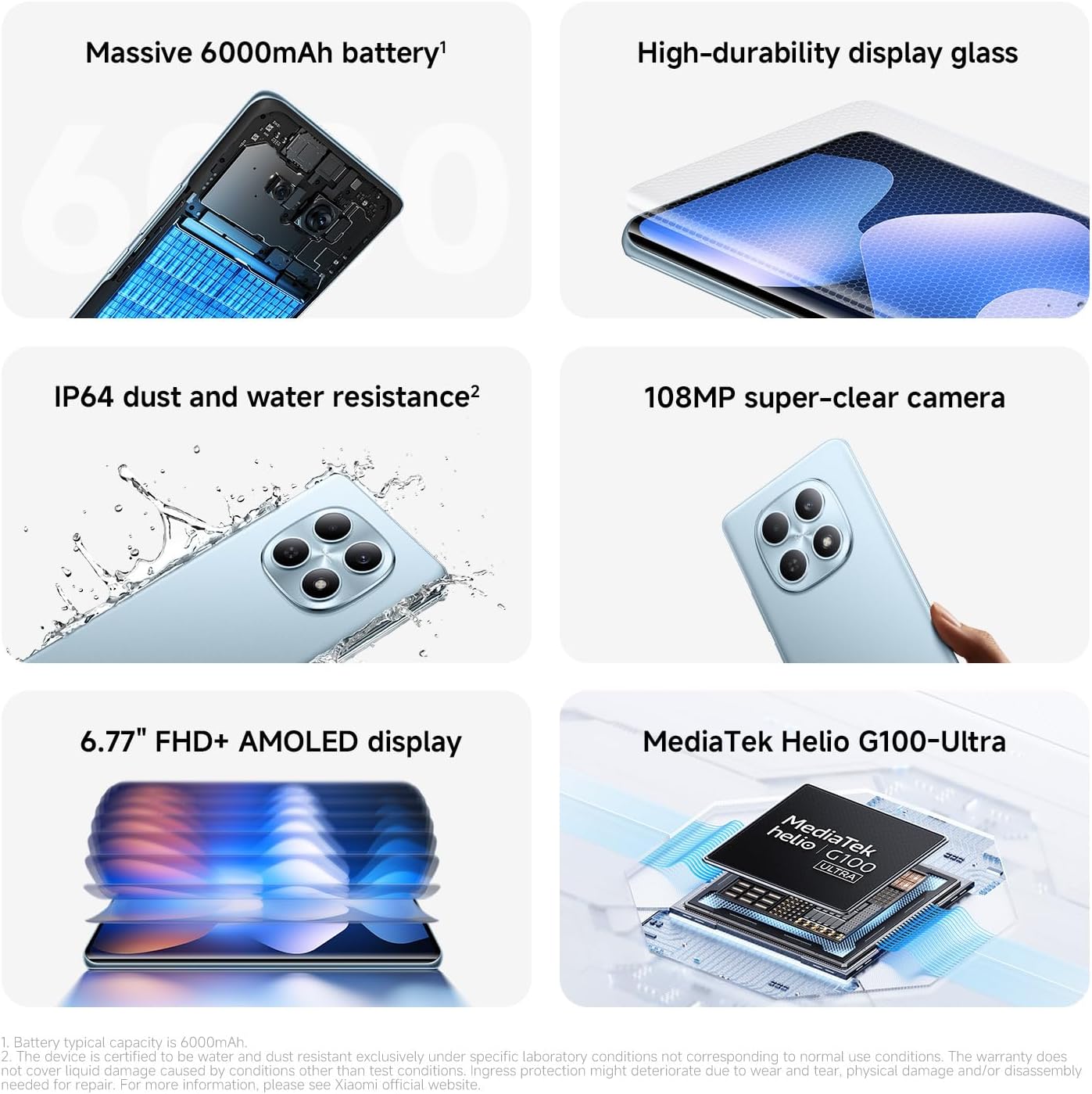 XIAOMI Redmi Note 15 4G Smartphone – Ultra-thin design, IP64 water protection, 108 MP camera, 6.77" FHD+ display, Black,18 Months Local Warranty