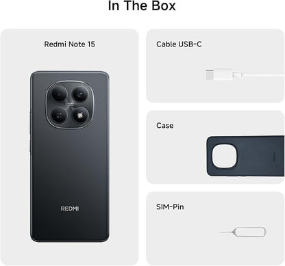 XIAOMI Redmi Note 15 4G Smartphone – Ultra-thin design, IP64 water protection, 108 MP camera, 6.77" FHD+ display, Black,18 Months Local Warranty