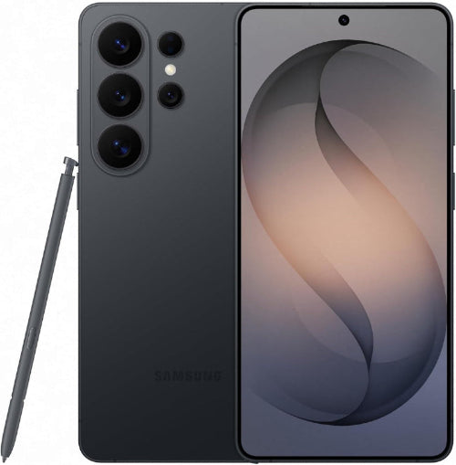 Samsung smartphone with stylus on a white background