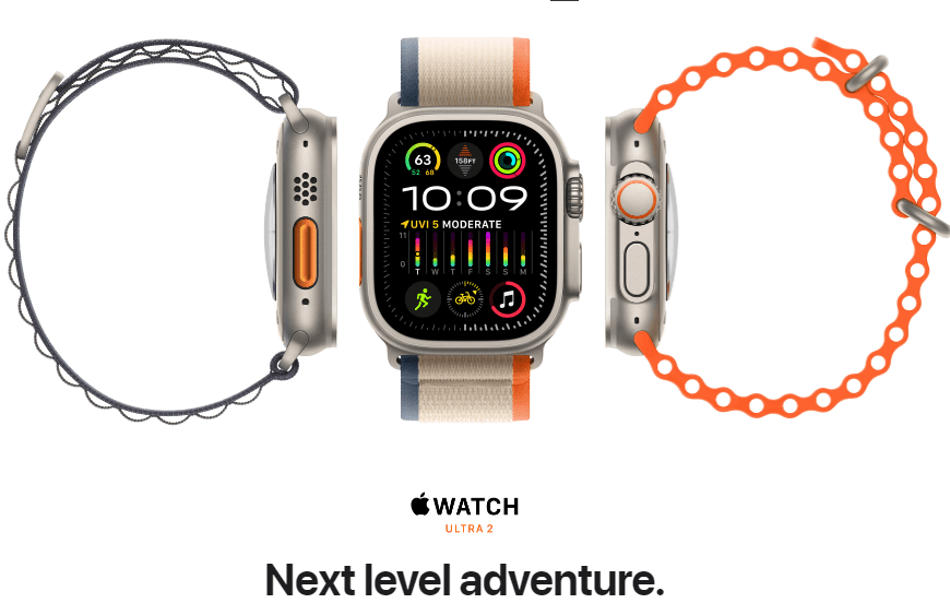 Apple Watch Ultra 2 [GPS + Cellular 49mm], Titanium Case & Blue Ocean Band One Size. Fitness Tracker, GPS, Bright Retina