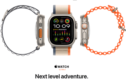 Apple Watch Ultra 2 [GPS + Cellular 49mm], Titanium Case & Blue Ocean Band One Size. Fitness Tracker, GPS, Bright Retina