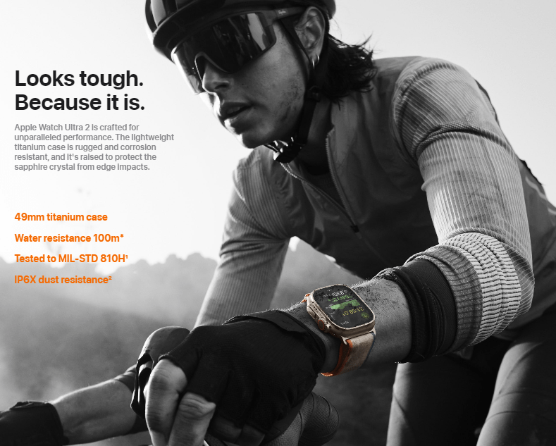 Apple Watch Ultra 2 [GPS + Cellular 49mm], Titanium Case & Blue Ocean Band One Size. Fitness Tracker, GPS, Bright Retina