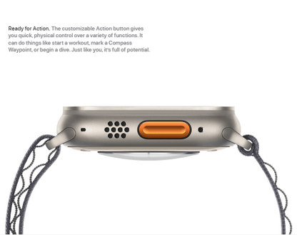 Apple Watch Ultra 2 [GPS + Cellular 49mm], Titanium Case & Blue Ocean Band One Size. Fitness Tracker, GPS, Bright Retina
