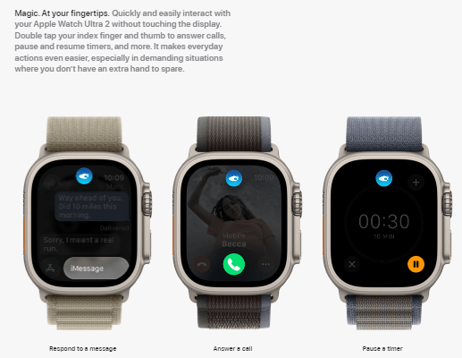 Apple Watch Ultra 2 [GPS + Cellular 49mm], Titanium Case & Blue Ocean Band One Size. Fitness Tracker, GPS, Bright Retina