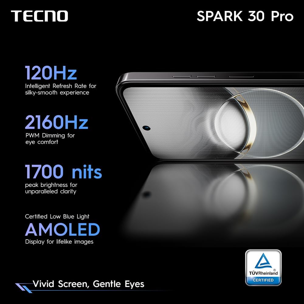 Tecno Spark 30 Pro 8GB+8GB 256GB, 6.8" 120Hz Paper-Like Display, AI Features, 5010mAh Battery 1 Year Local Warranty