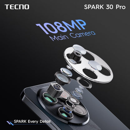 Tecno Spark 30 Pro 8GB+8GB 256GB, 6.8" 120Hz Paper-Like Display, AI Features, 5010mAh Battery 1 Year Local Warranty
