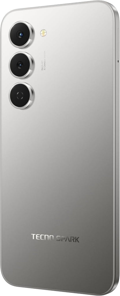 Tecno KM6 Spark 40 Pro Android Smartphone, 8GB RAM, 128GB Storage, 6.6" HD+ Display, 5200mAh Battery, Moon Titanium | 1 Year Official Warranty