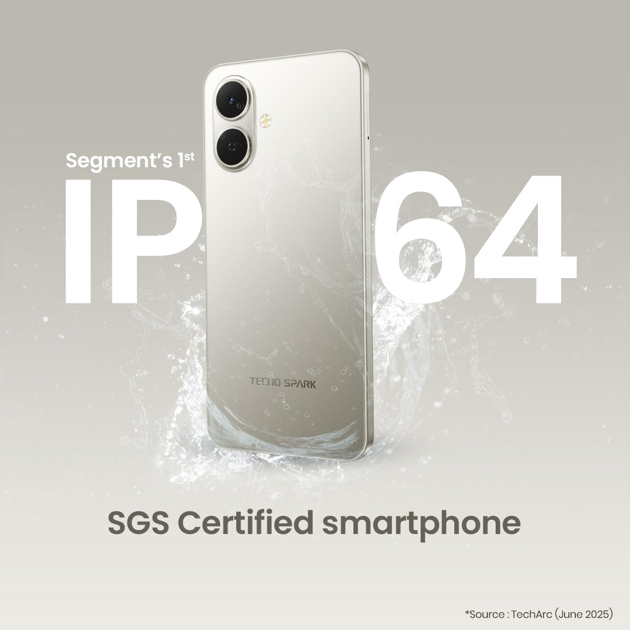 TECNO Spark GO 2 (3GB+64GB) | Segment 1st IP64 SGS Certified | Segment's 1st AI with Indian Languages | Segment's 1st No Network Communications* | 120Hz Display | 5000mAh Battery
