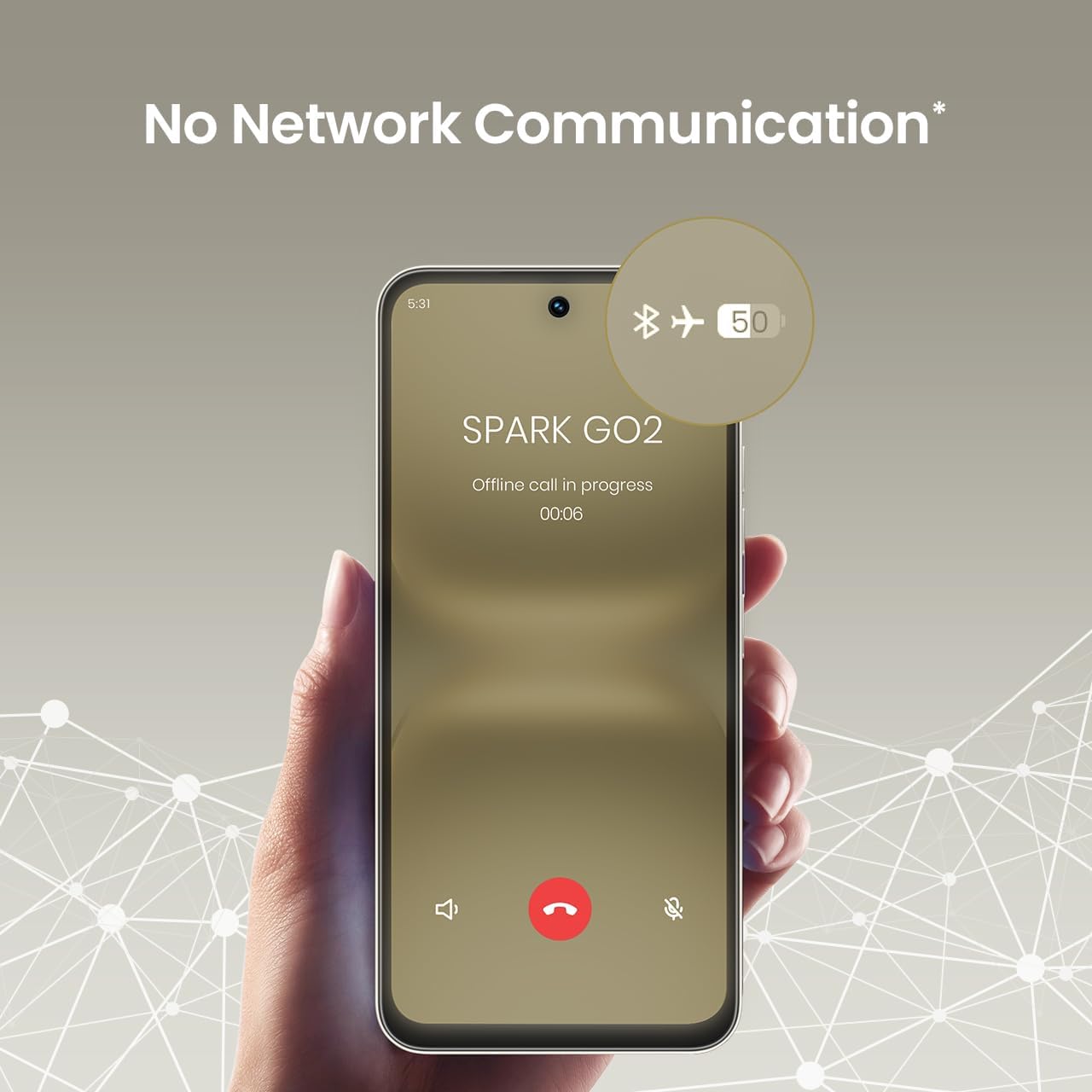 TECNO Spark GO 2 (3GB+64GB) | Segment 1st IP64 SGS Certified | Segment's 1st AI with Indian Languages | Segment's 1st No Network Communications* | 120Hz Display | 5000mAh Battery
