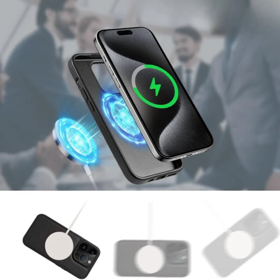 DDU Leather Magnetic Phone Cover with Detachable Card Holder for iPhone