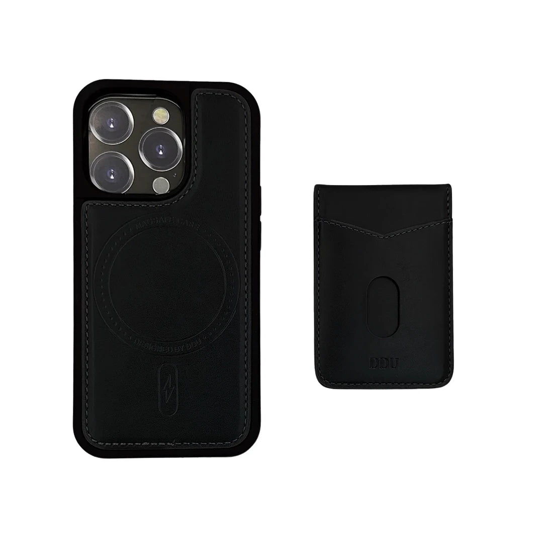 DDU Leather Magnetic Phone Cover with Detachable Card Holder for iPhone