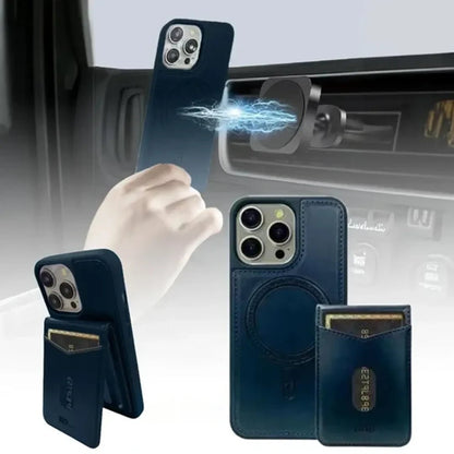 DDU Leather Magnetic Phone Cover with Detachable Card Holder for iPhone