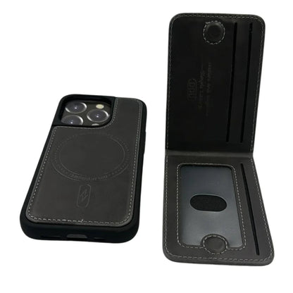 DDU Leather Magnetic Phone Cover with Detachable Card Holder for iPhone