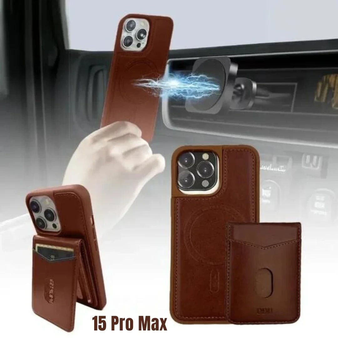 DDU Leather Magnetic Phone Cover with Detachable Card Holder for iPhone