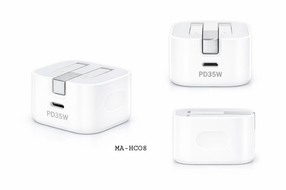 شاحن سريع 35 وات بمنفذ USB-C متوافق مع آيفون: MA-HC08 - أبيض - ضمان محلي لمدة سنة