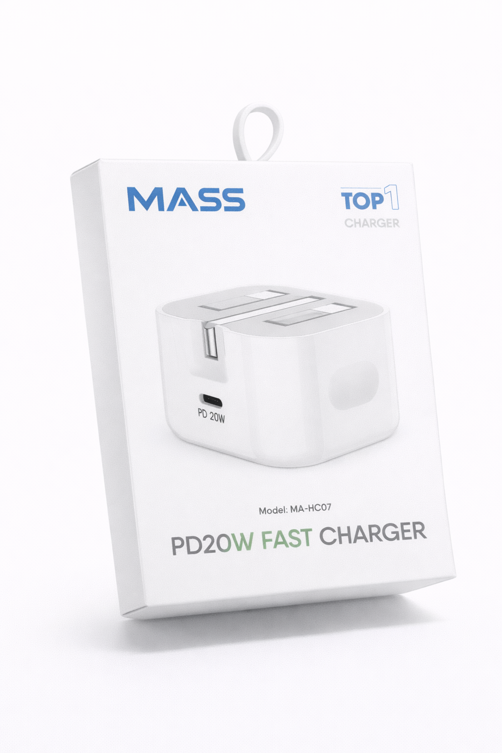 شاحن سريع بقوة 20 واط USB-C من Mass متوافق مع موديلات آيفون: MA-HC07 - أبيض - ضمان محلي لمدة سنة