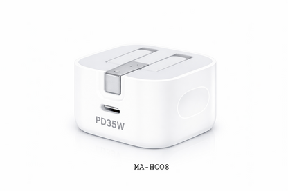 شاحن سريع 35 وات بمنفذ USB-C متوافق مع آيفون: MA-HC08 - أبيض - ضمان محلي لمدة سنة