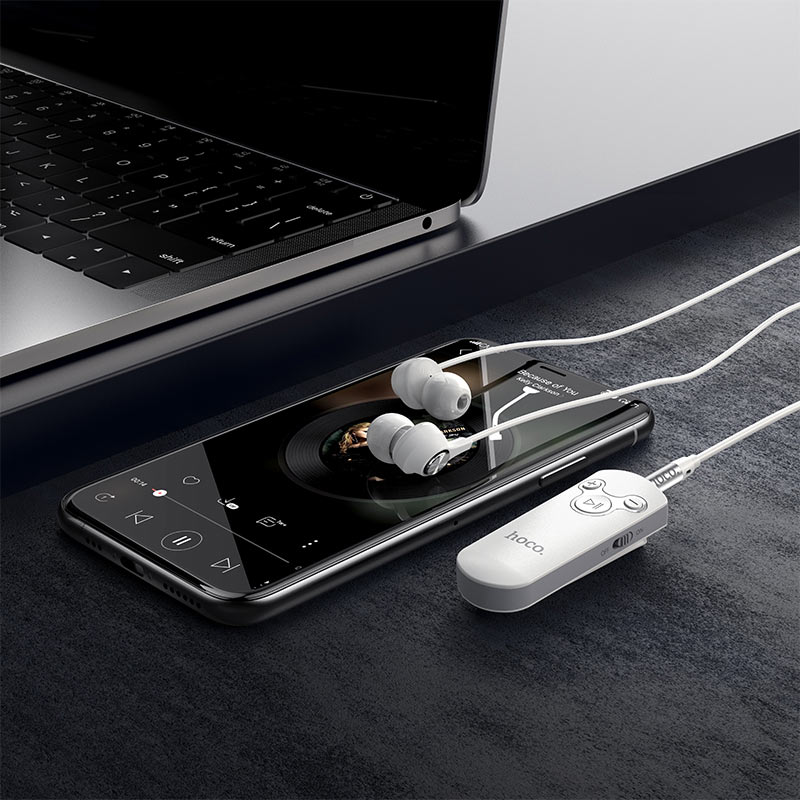 Hoco E52 Euphony Wireless Bluetooth Audio Receiver with Earphone and Microphone - Black